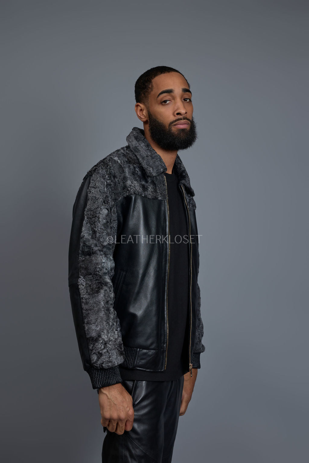 Men's Leather & Persian Lamb Combo 2.0 [Black/Grey]