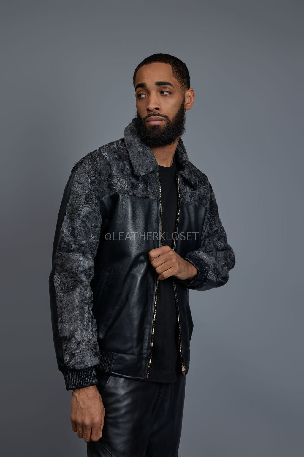 Men's Leather & Persian Lamb Combo 2.0 [Black/Grey]