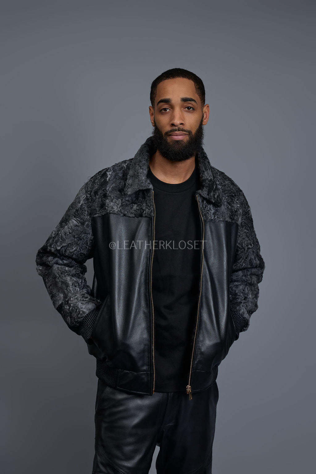 Men's Leather & Persian Lamb Combo 2.0 [Black/Grey]