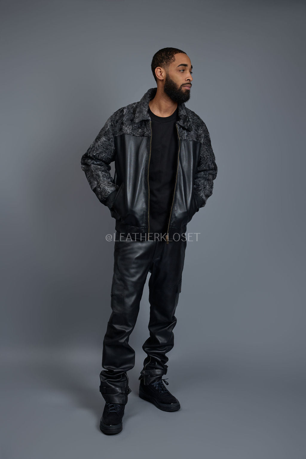 Men's Leather & Persian Lamb Combo 2.0 [Black/Grey]