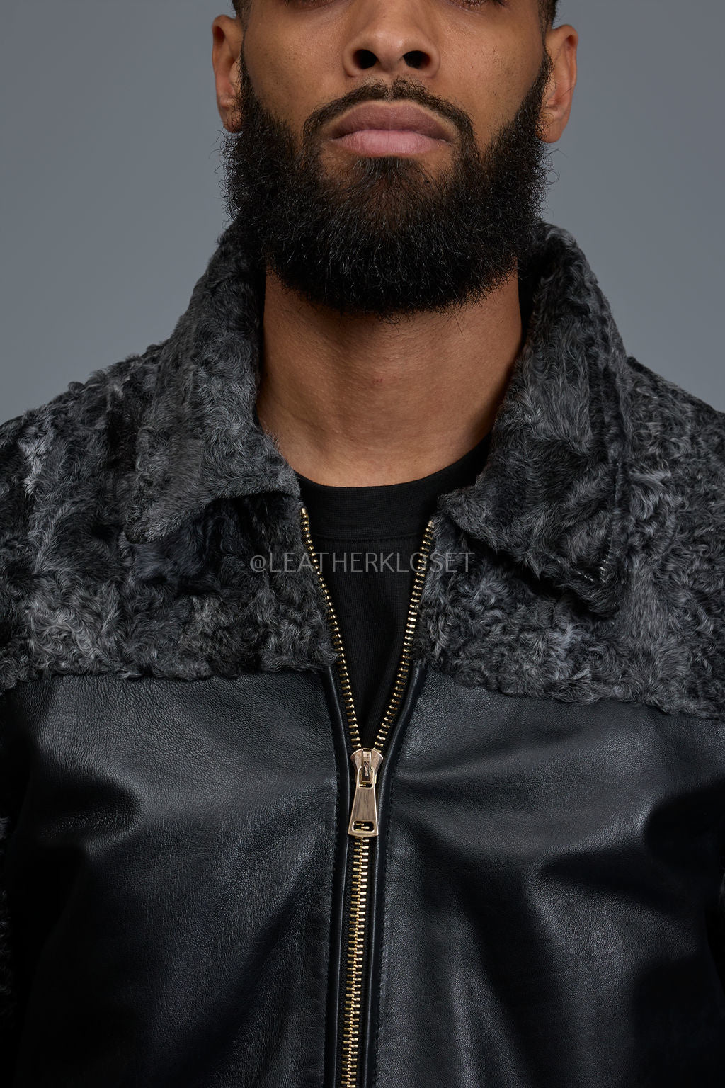 Men's Leather & Persian Lamb Combo 2.0 [Black/Grey]