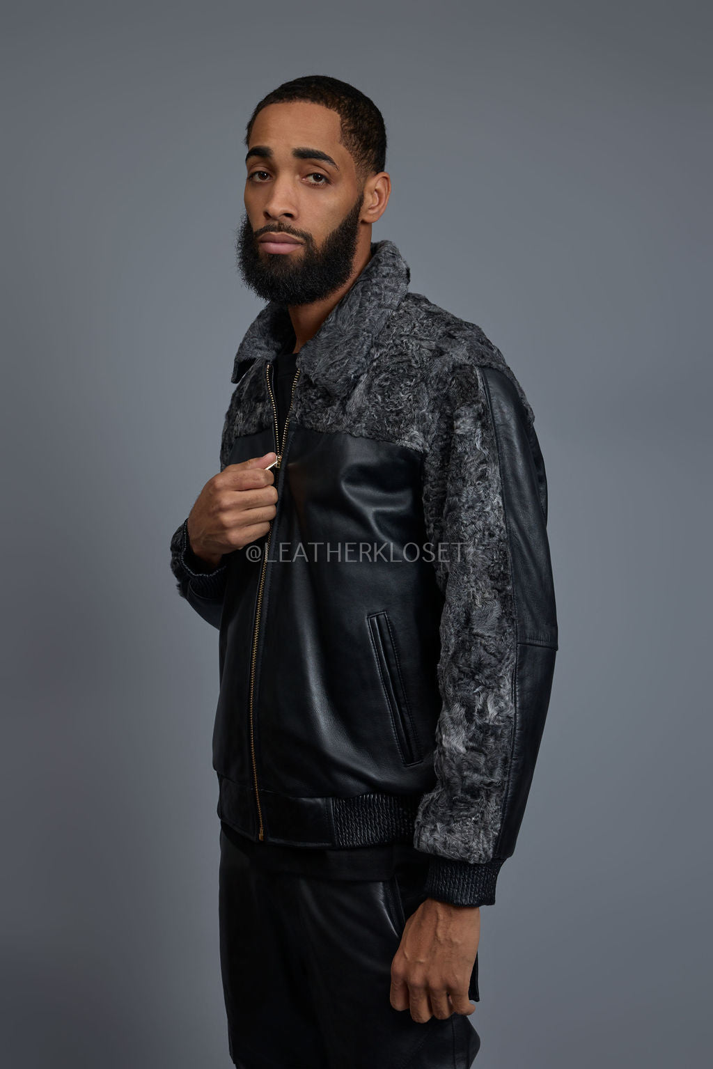 Men's Leather & Persian Lamb Combo 2.0 [Black/Grey]