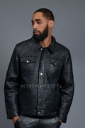 Men's Dylan Braided Leather Jean Jacket [Black]