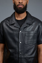 Men's Summer In Miami Luka Leather Short Sleeve Shirt [Black]
