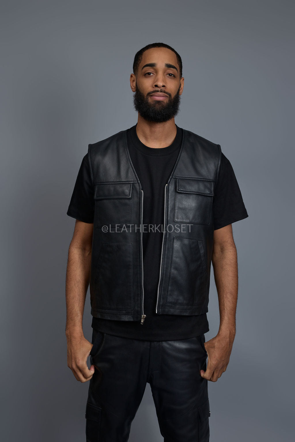Men's Leather Brooklyn Vest [Black]