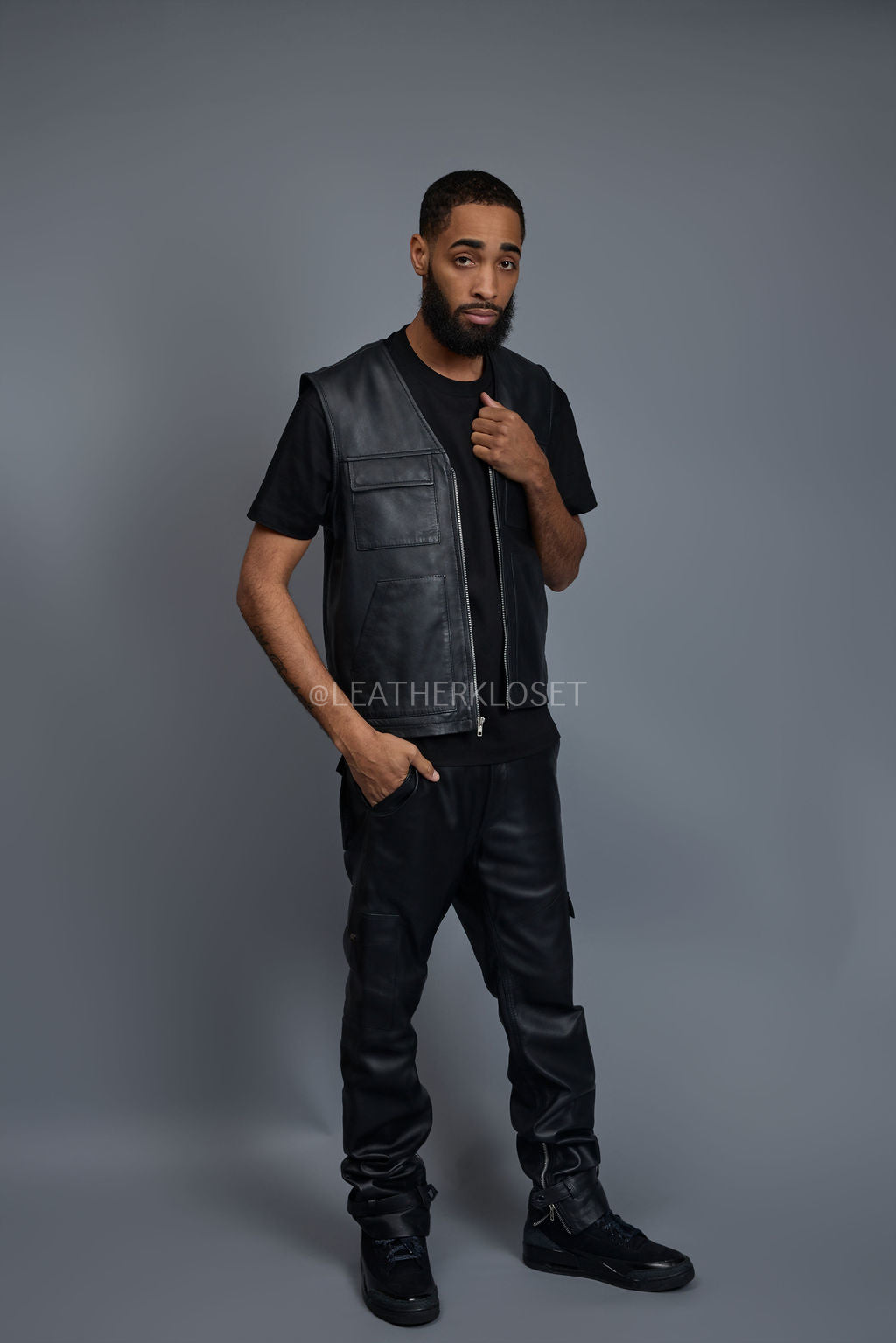 Men's Leather Brooklyn Vest [Black]
