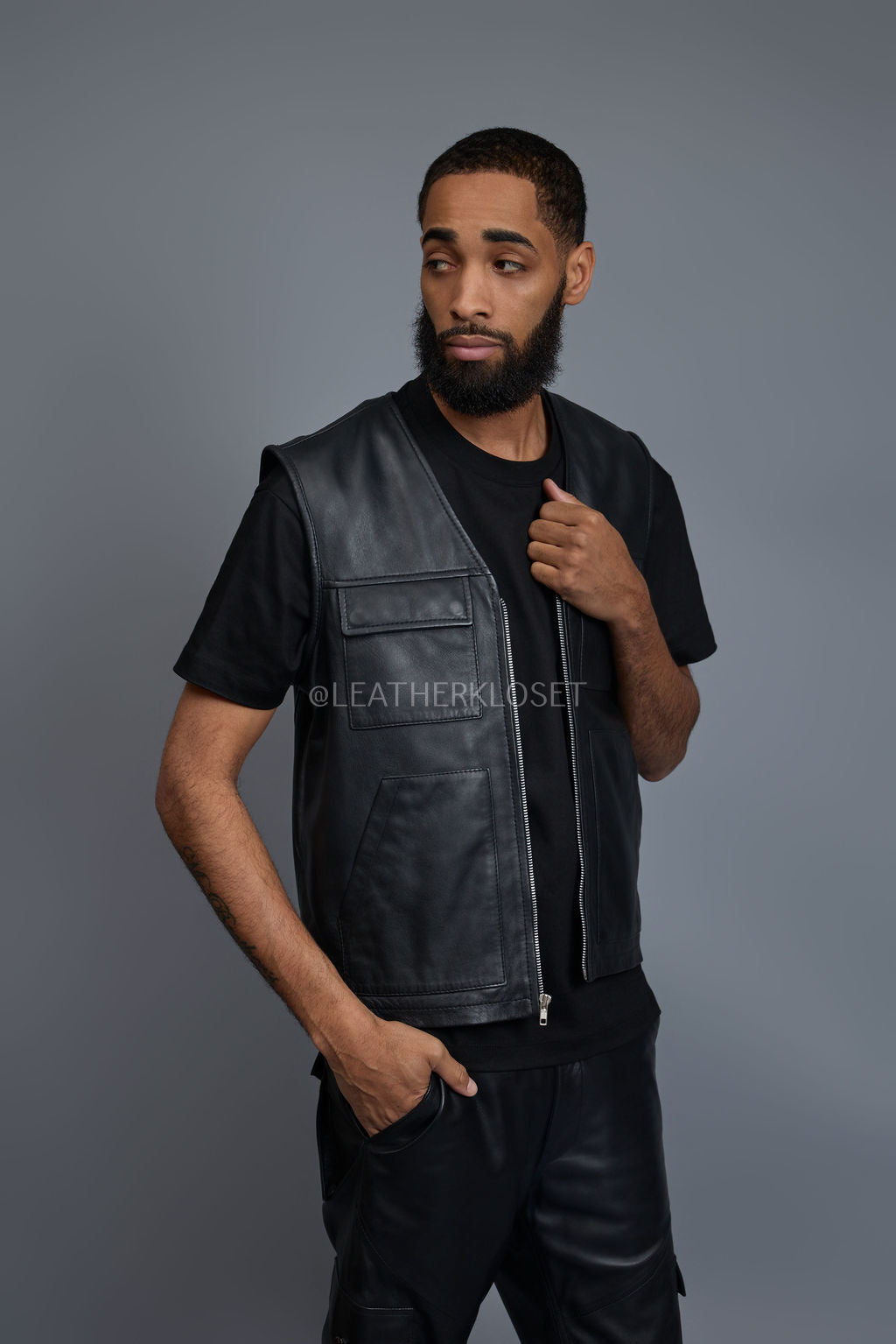 Men's Leather Brooklyn Vest [Black]
