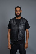 Men's Leather Brooklyn Vest [Black]