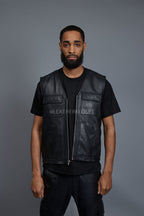 Men's Leather Brooklyn Vest [Black]