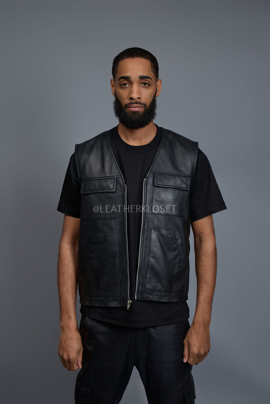 Men's Leather Brooklyn Vest [Black]