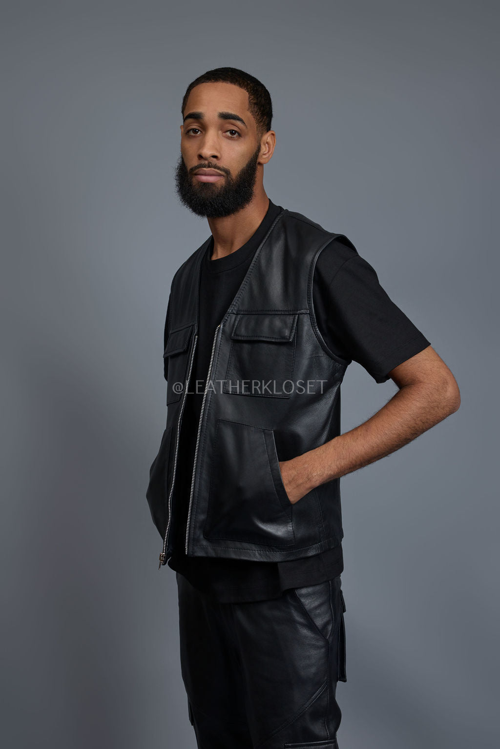Men's Leather Brooklyn Vest [Black]
