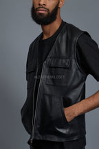 Men's Leather Brooklyn Vest [Black]