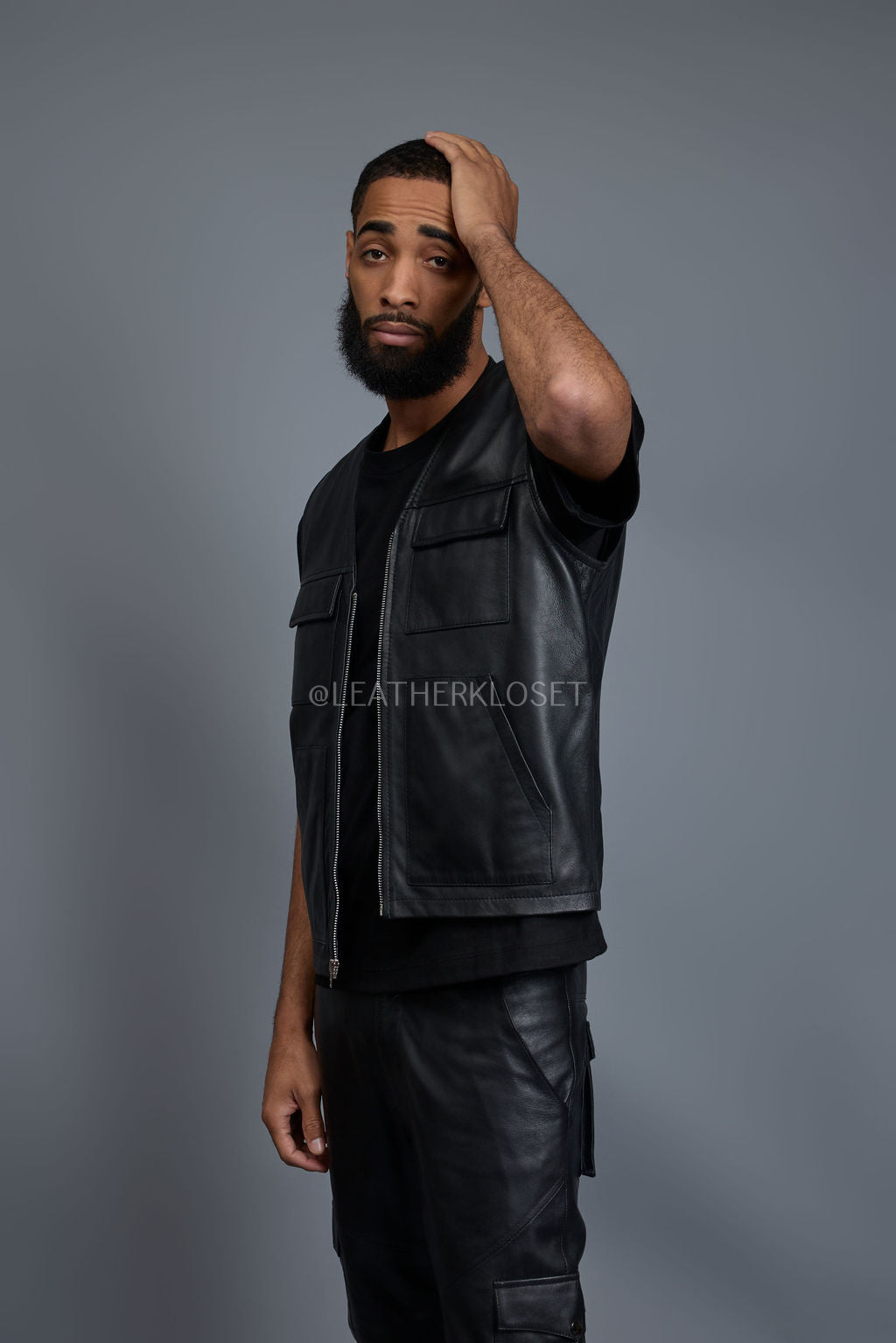 Men's Leather Brooklyn Vest [Black]