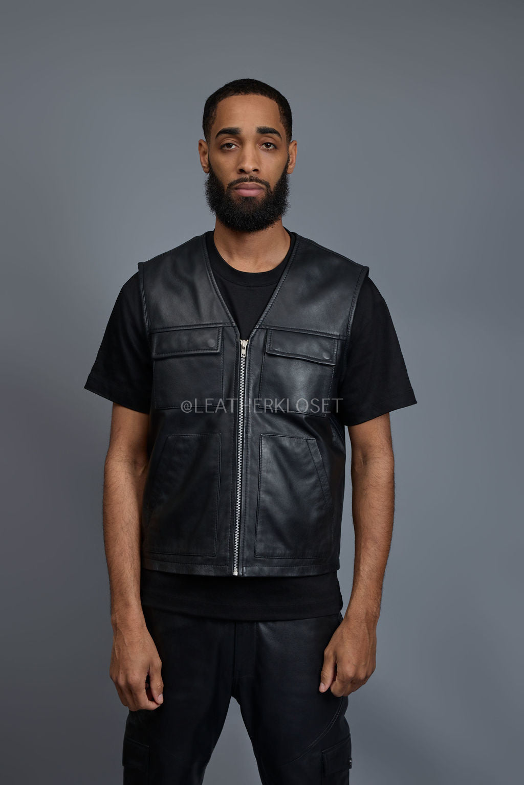 Men's Leather Brooklyn Vest [Black]