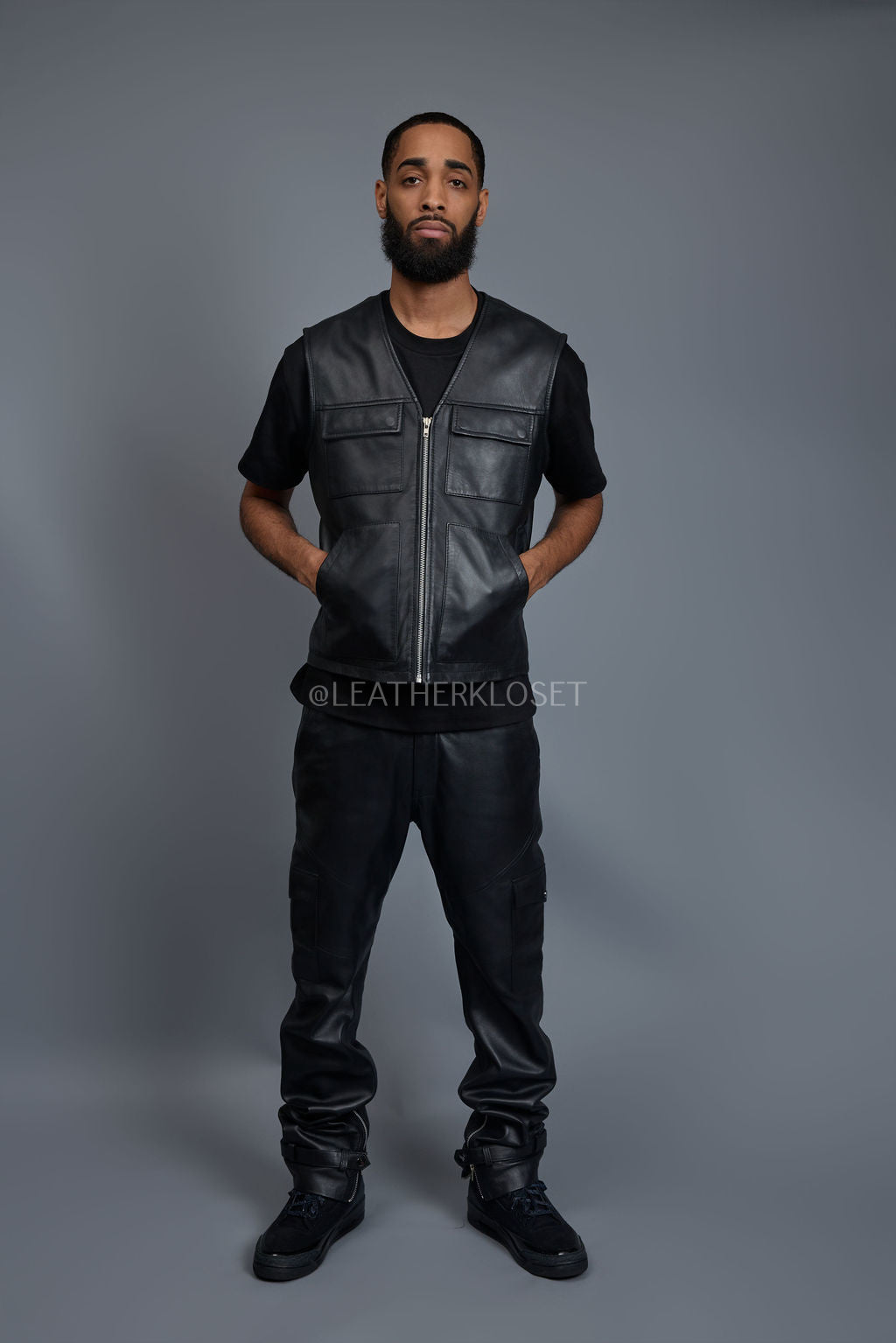 Men's Leather Brooklyn Vest [Black]