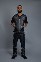 Men's Leather Brooklyn Vest [Black]
