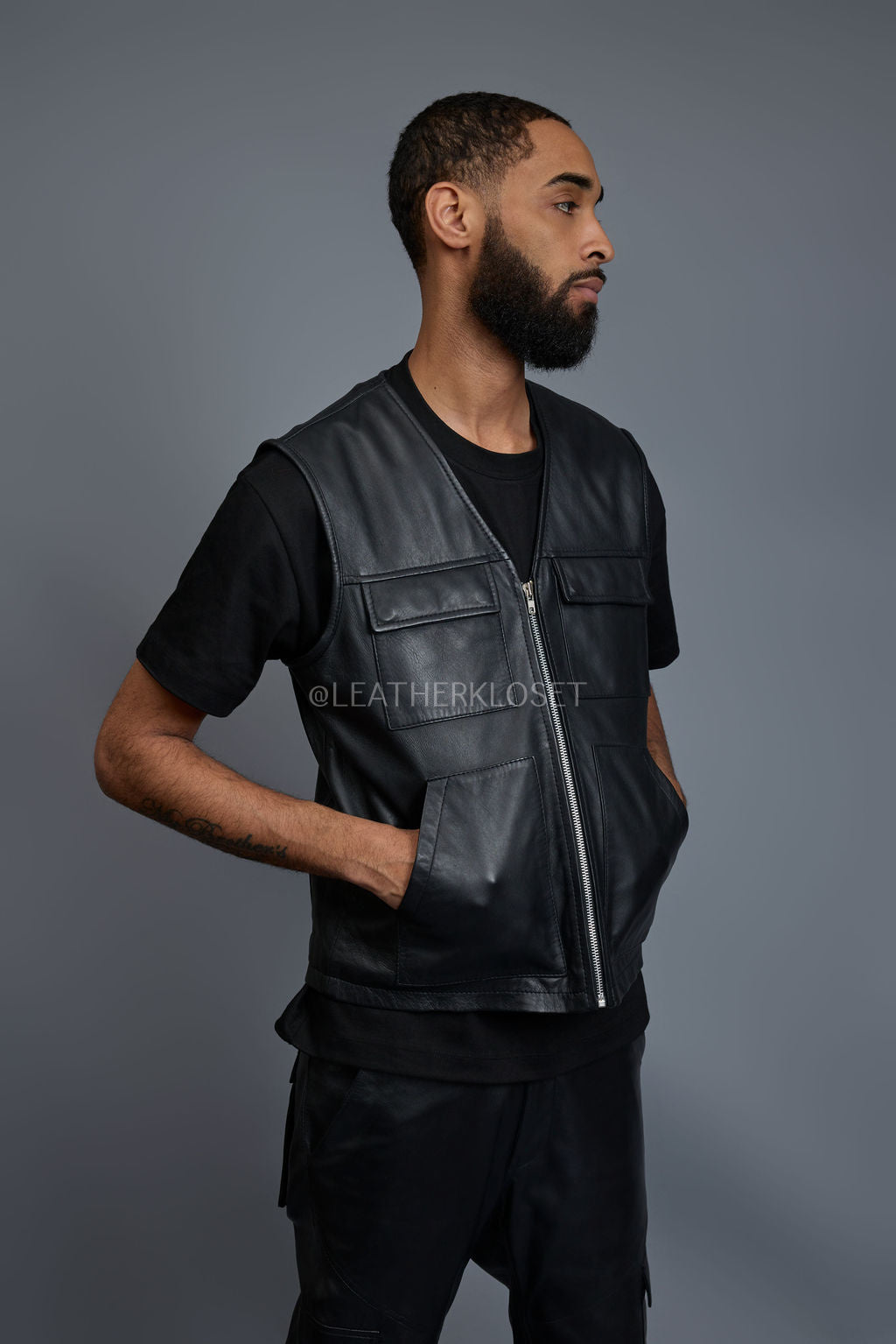 Men's Leather Brooklyn Vest [Black]