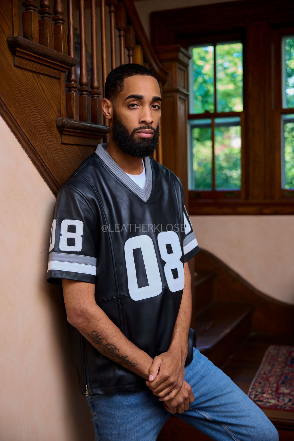 Men's Leather Jersey [Black/Grey/White]