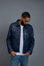 Men's Dylan Jacket Navy Blue Leather