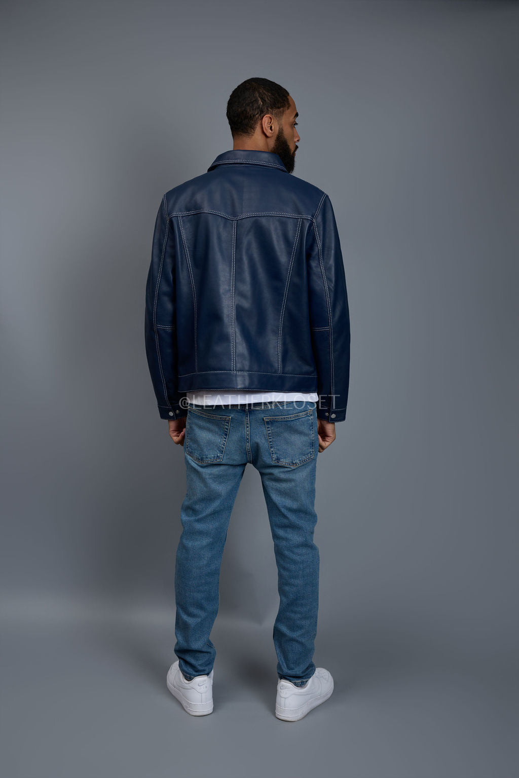 Men's Dylan Jacket Navy Blue Leather