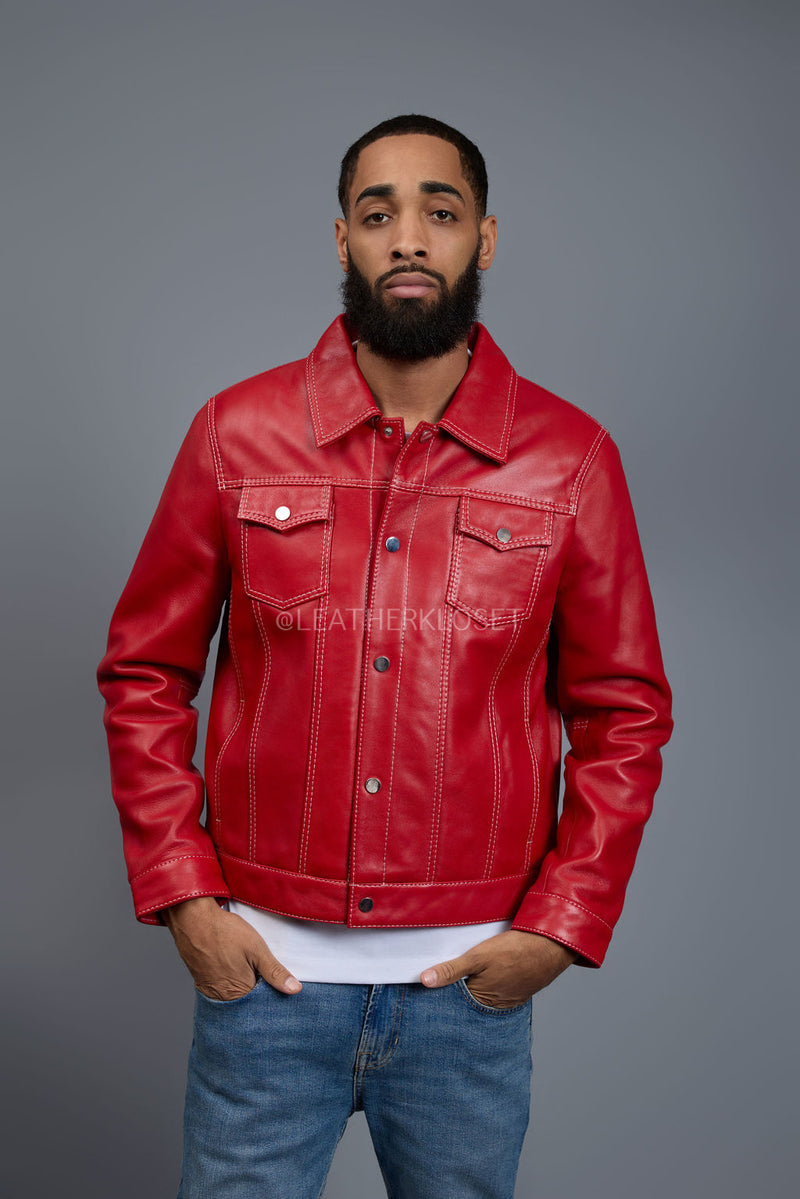 Men's Dylan Jacket Red Leather