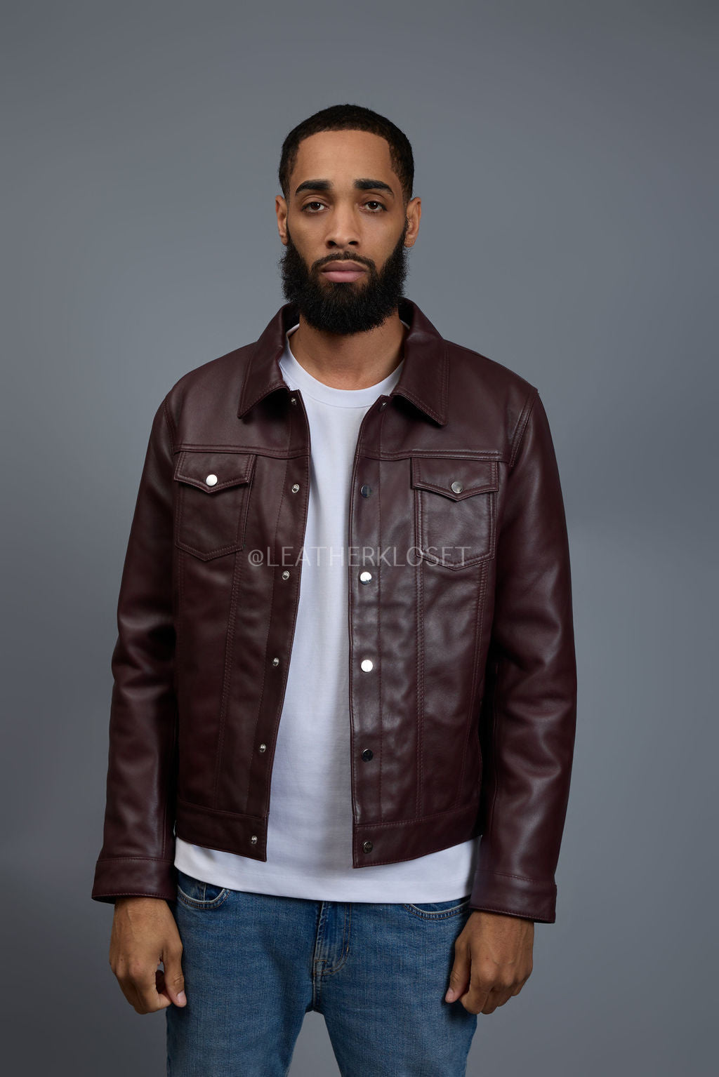 Men's Dylan Jacket Burgundy Leather