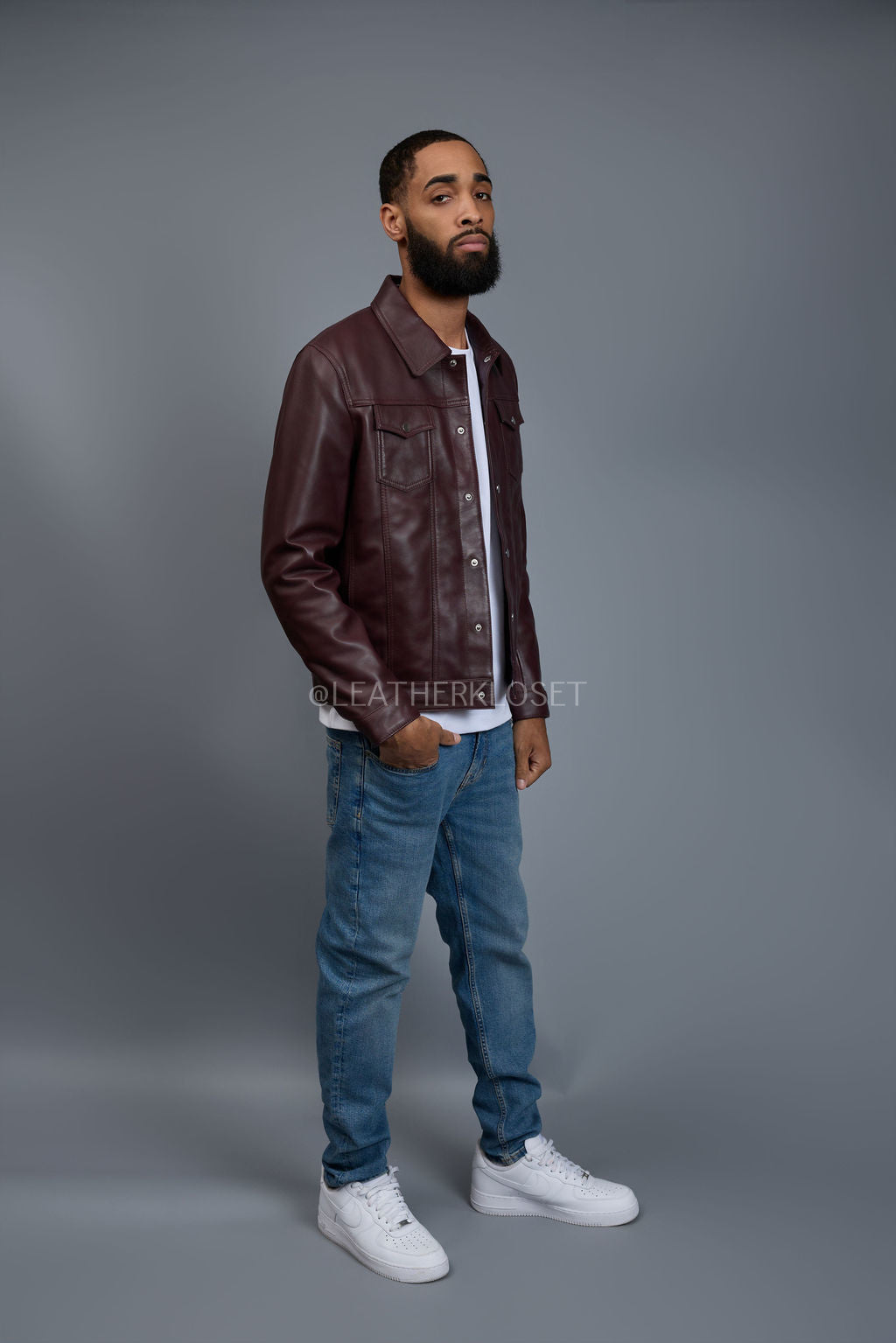 Men's Dylan Jacket Burgundy Leather