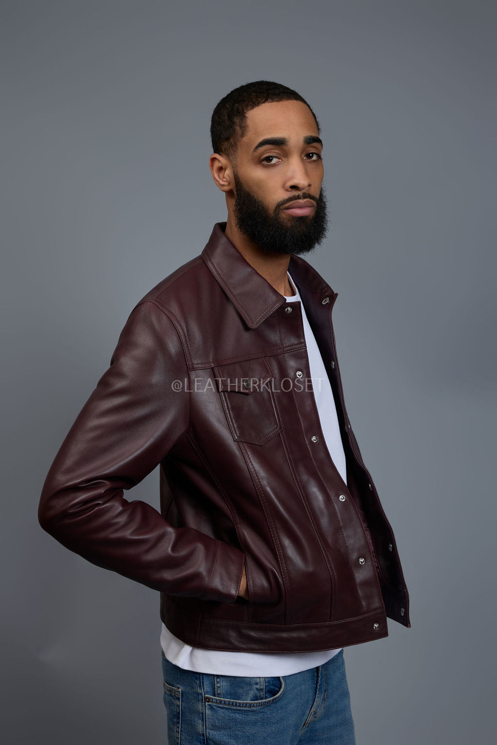 Men's Dylan Jacket Burgundy Leather