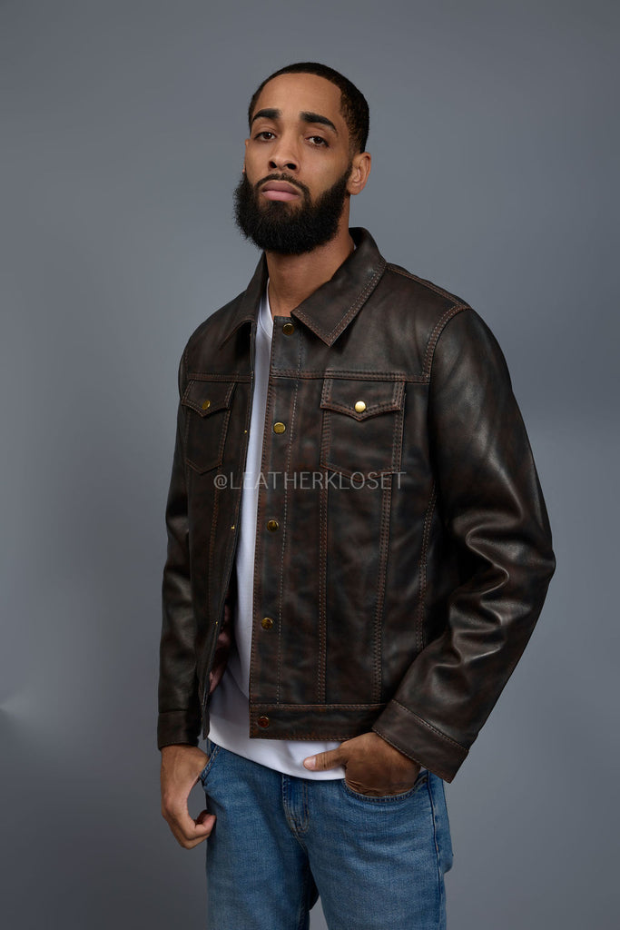 Men's Dylan Distressed Jacket [Brown Copper] – LeatherKloset
