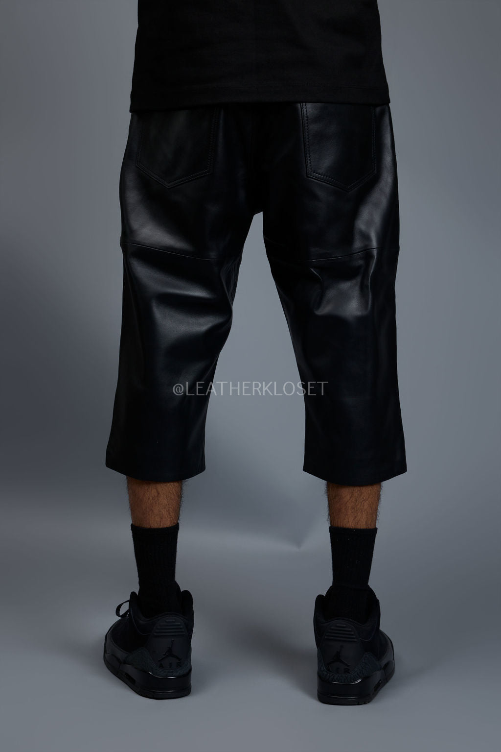Men's Leather Carpenter Shorts [Black]
