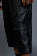 Men's Leather Carpenter Shorts [Black]