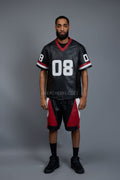 Men's Leather Jersey And Levi Shorts Set [Black/Red/White]