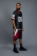 Men's Leather Jersey And Levi Shorts Set [Black/Red/White]