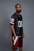 Men's Leather Jersey And Levi Shorts Set [Black/Red/White]