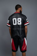 Men's Leather Jersey And Levi Shorts Set [Black/Red/White]