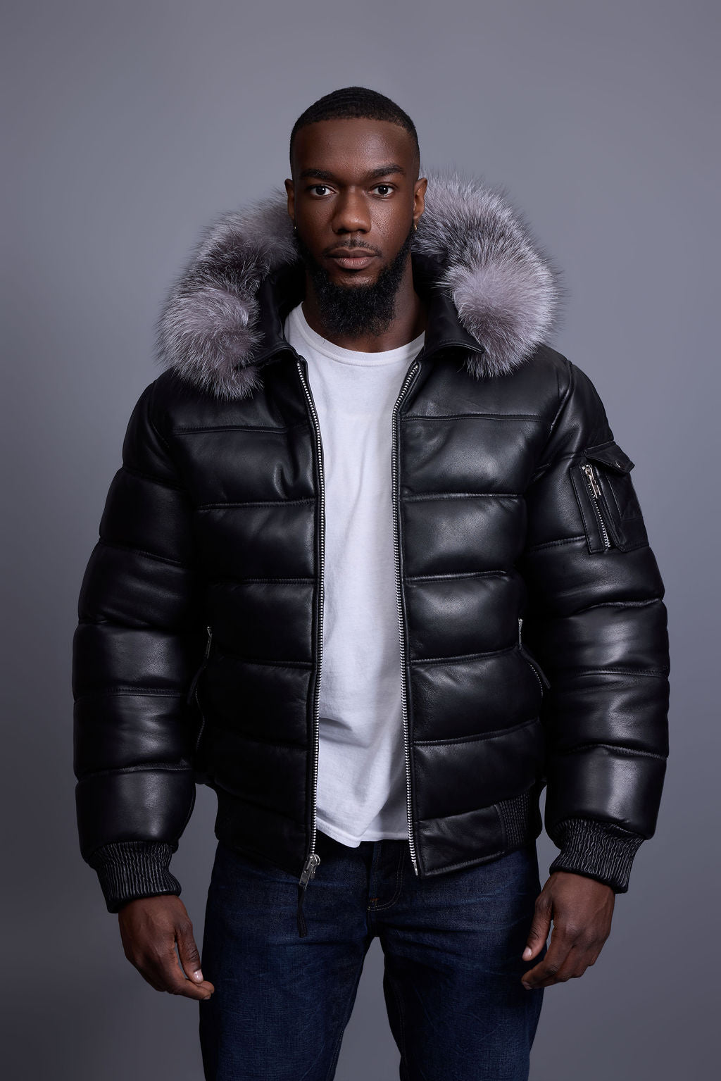 Men’s Aspen Leather Bubble Bomber Jacket