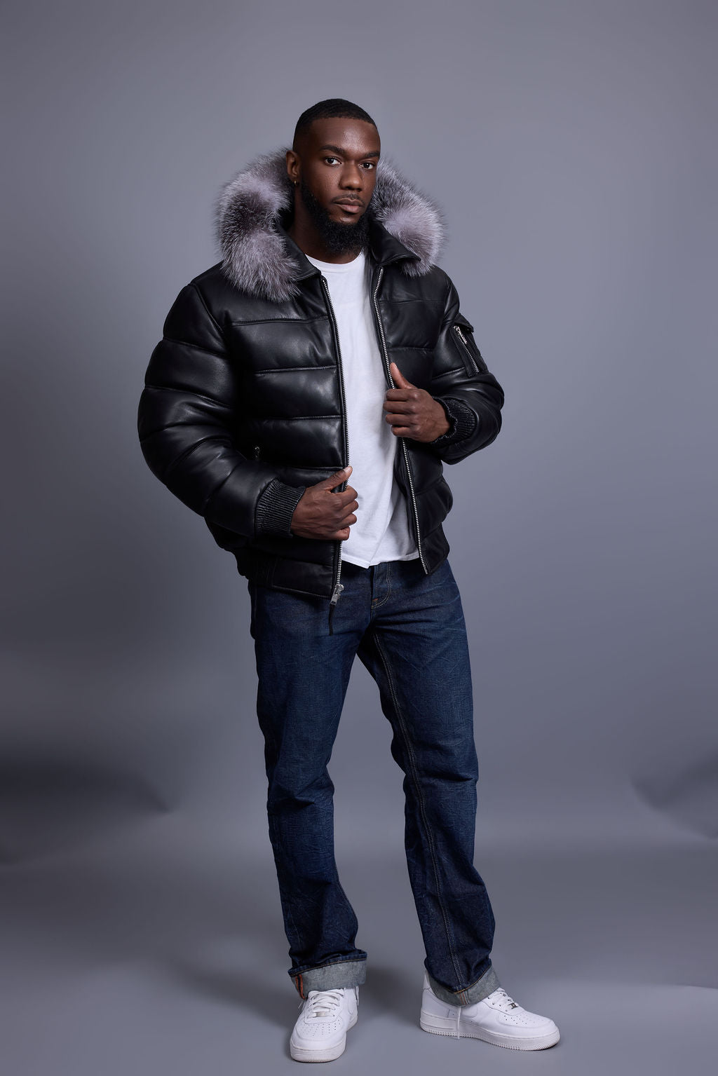Men’s Aspen Leather Bubble Bomber Jacket