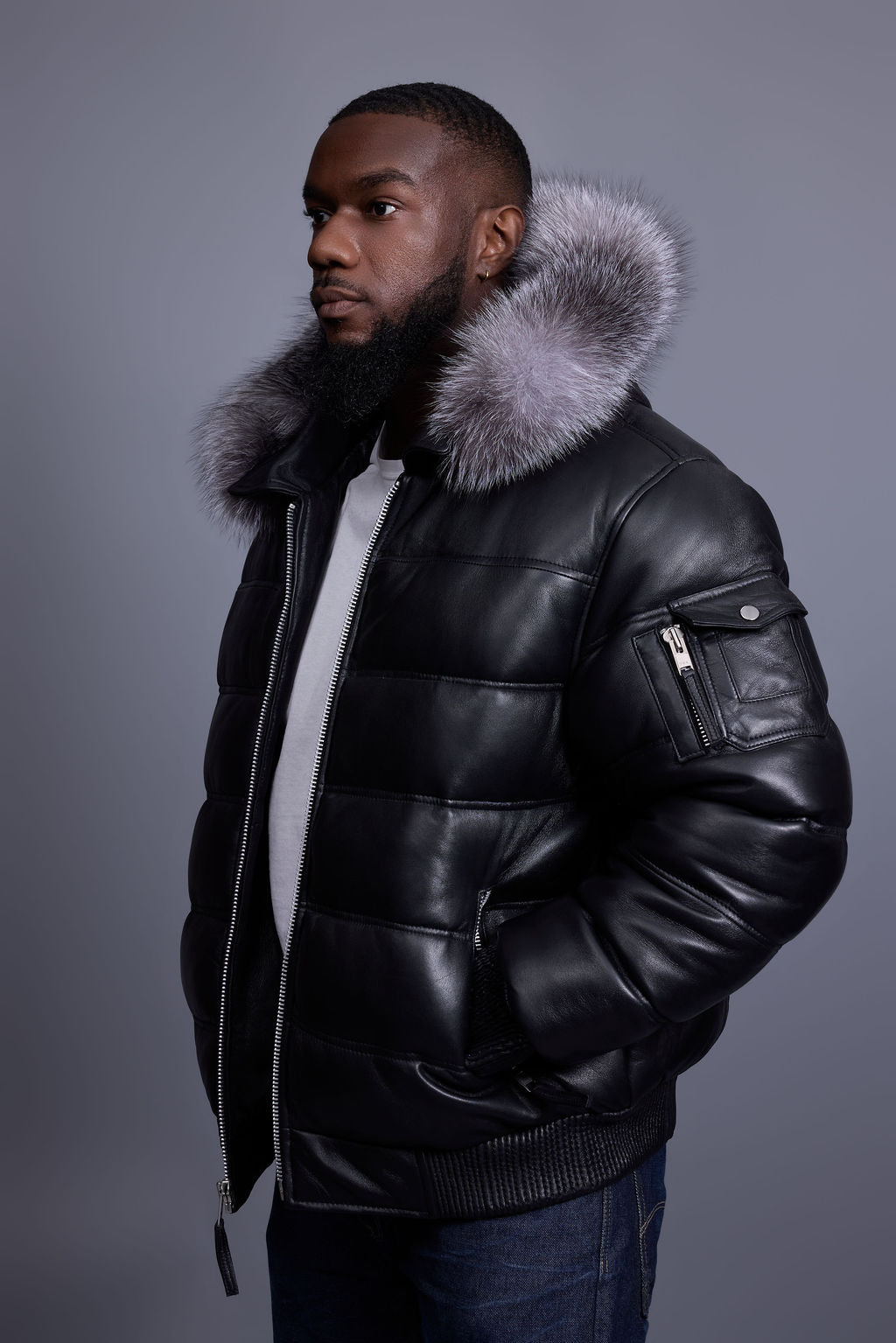 Men’s Aspen Leather Bubble Bomber Jacket