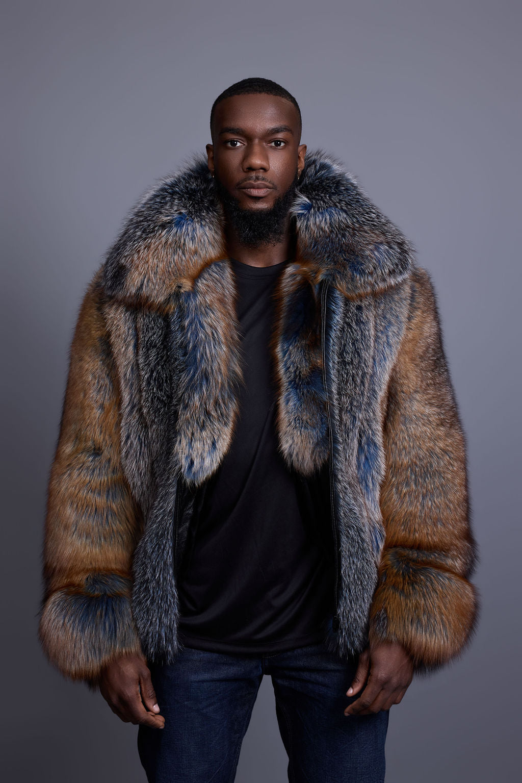 Men's Enzo Fox Fur Bomber [Blue Frost]