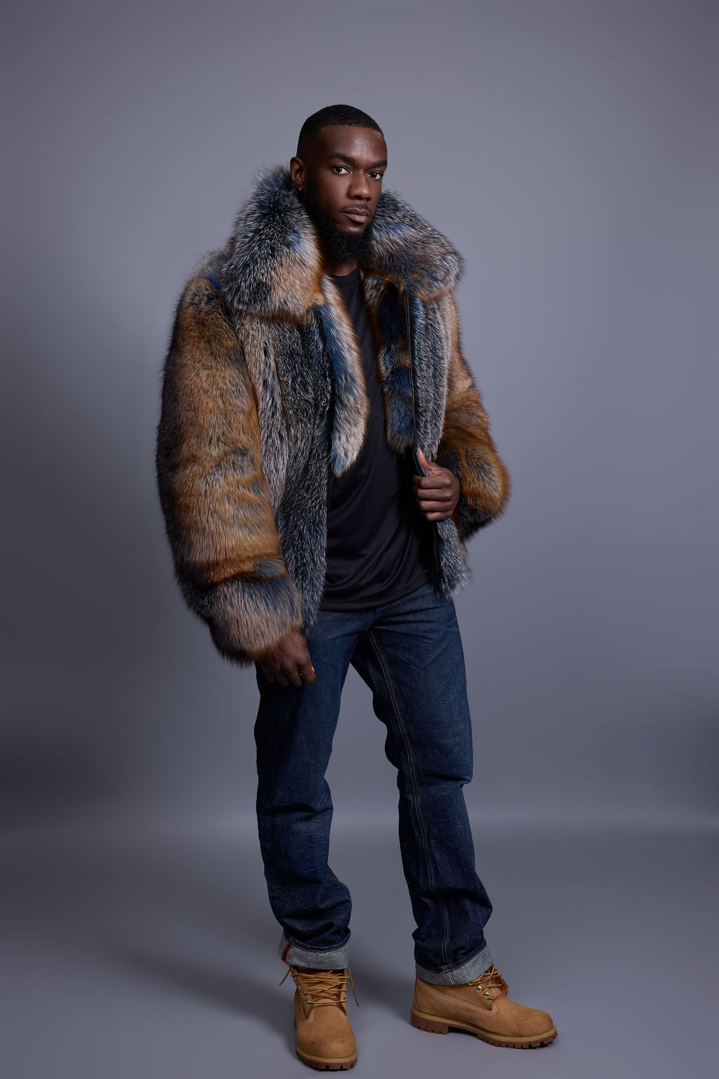 Men's Enzo Fox Fur Bomber [Blue Frost]