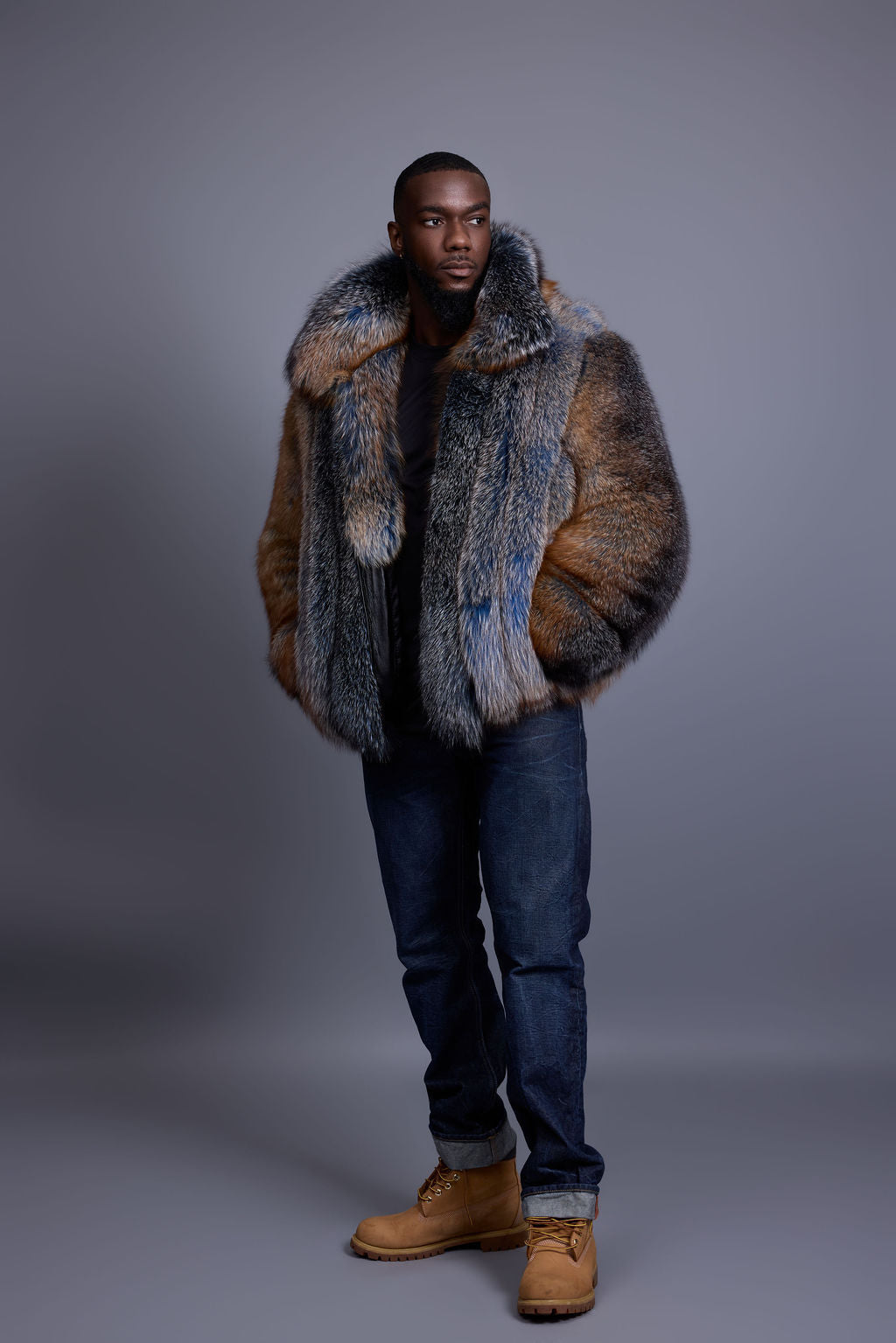 Men's Enzo Fox Fur Bomber [Blue Frost]