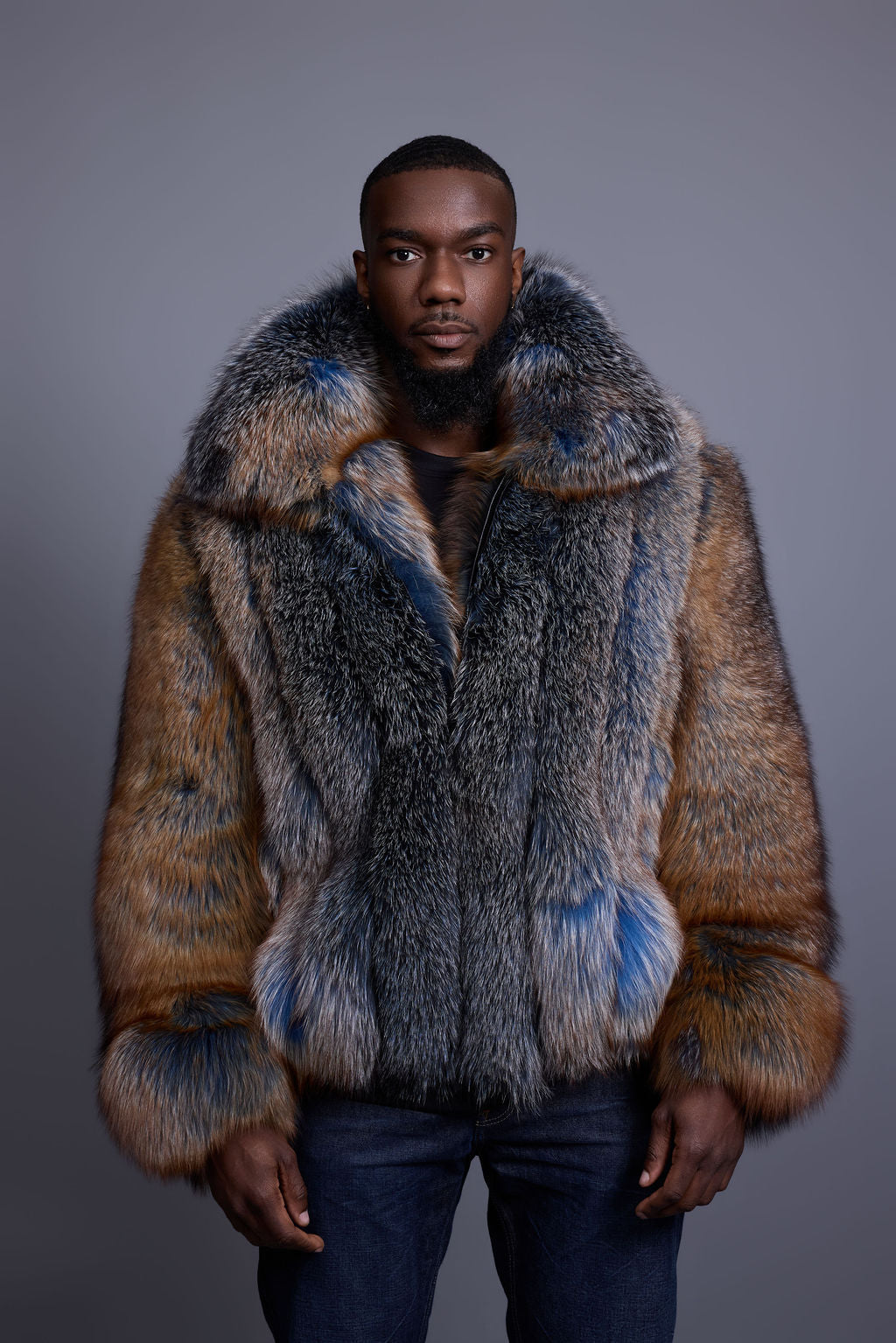 Men's Enzo Fox Fur Bomber [Blue Frost]