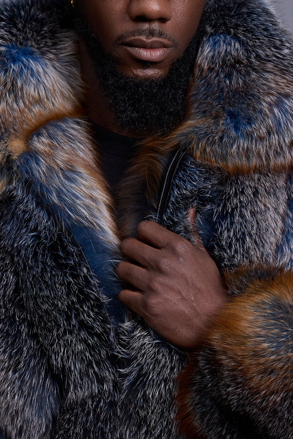 Men's Enzo Fox Fur Bomber [Blue Frost]