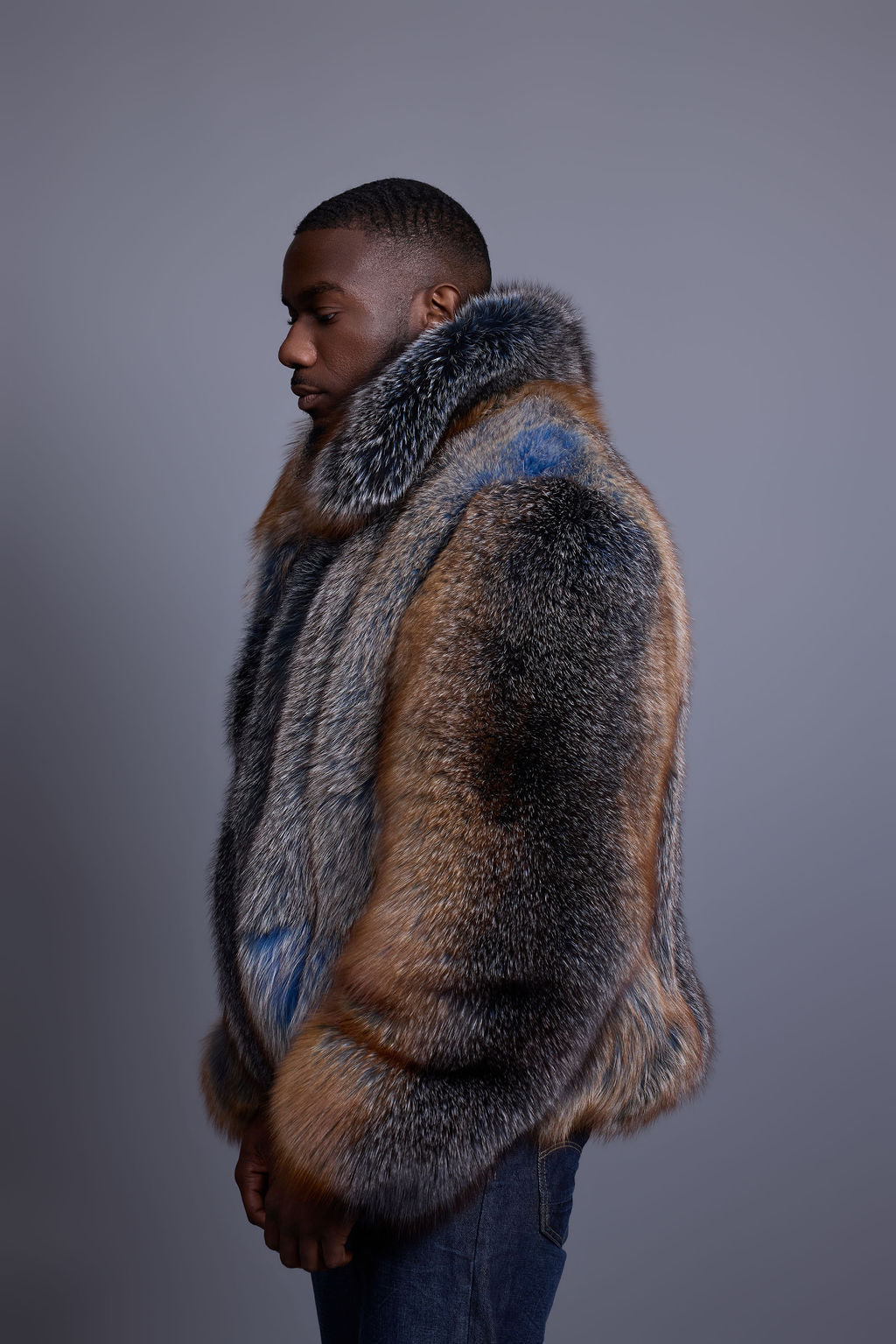 Men's Enzo Fox Fur Bomber [Blue Frost]