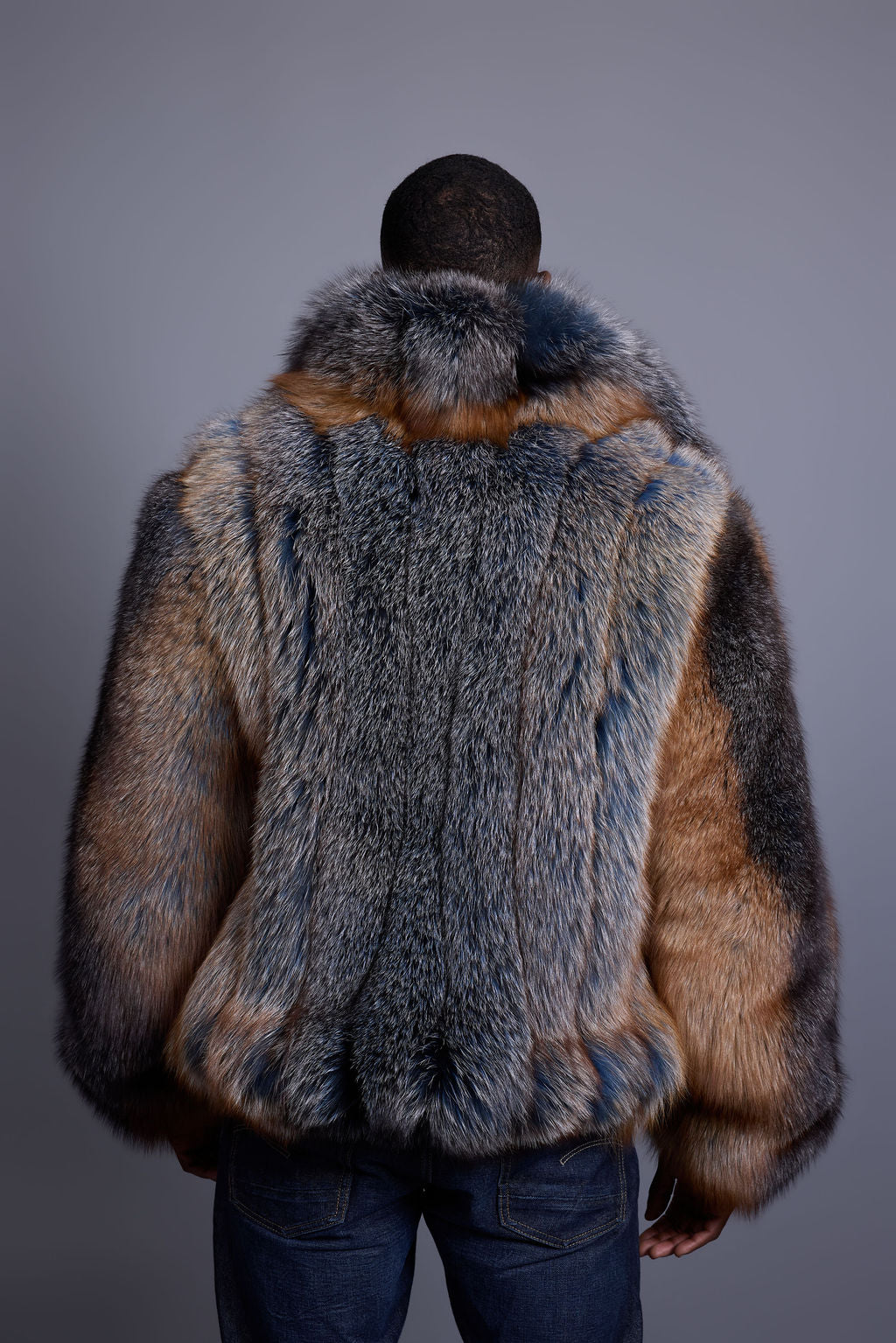 Men's Enzo Fox Fur Bomber [Blue Frost]