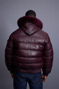 Men’s Aspen Leather Bubble Bomber Jacket [Burgundy]