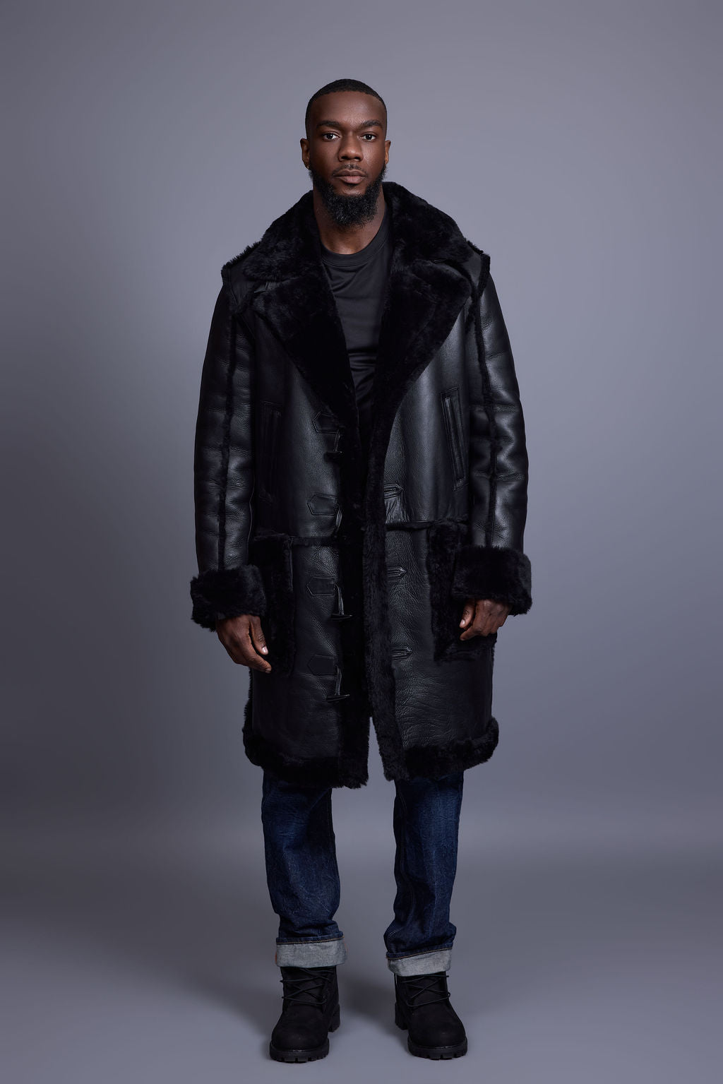 Men's Zeus Shearling Duffle Coat [Black]