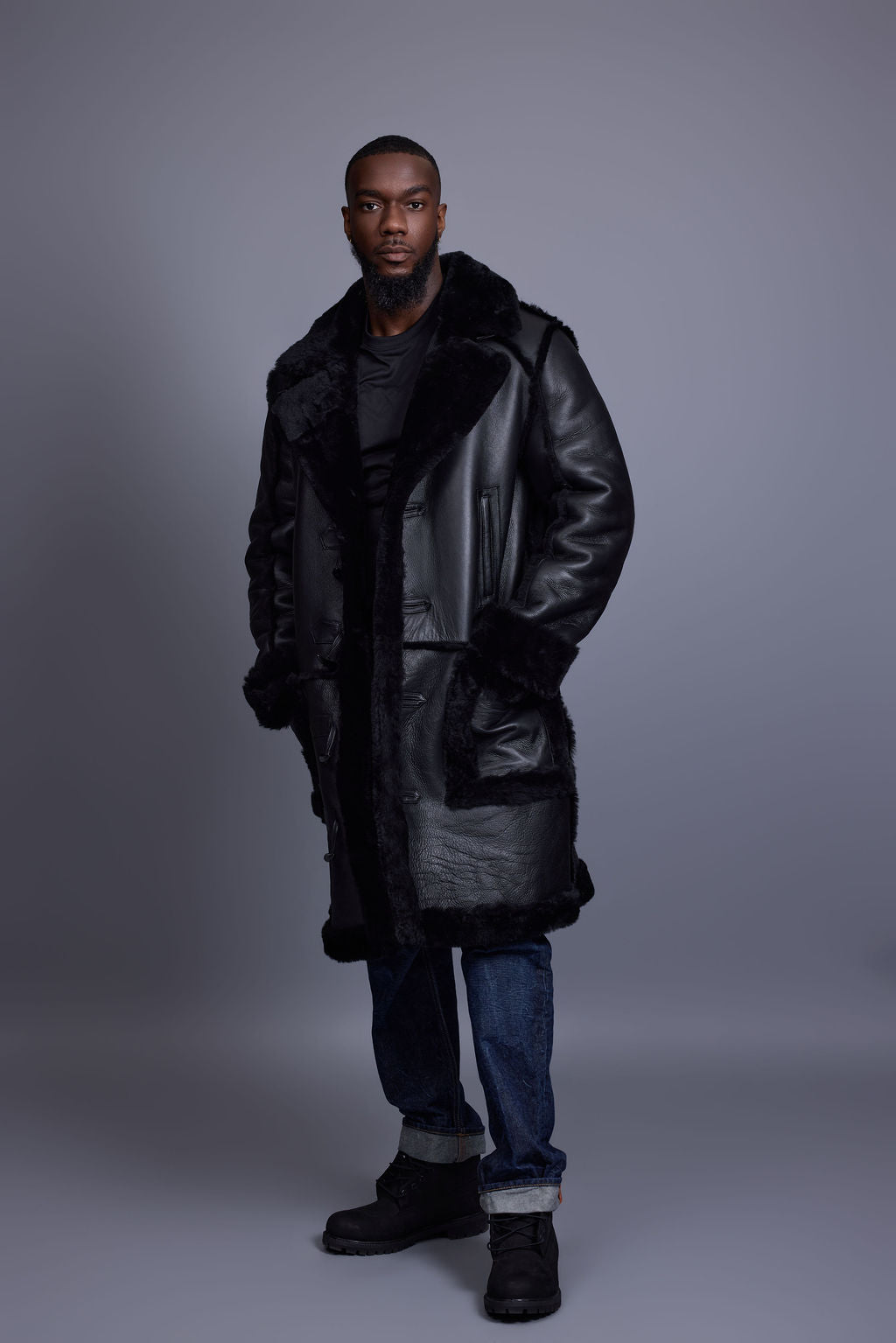 Men's Zeus Shearling Duffle Coat [Black]