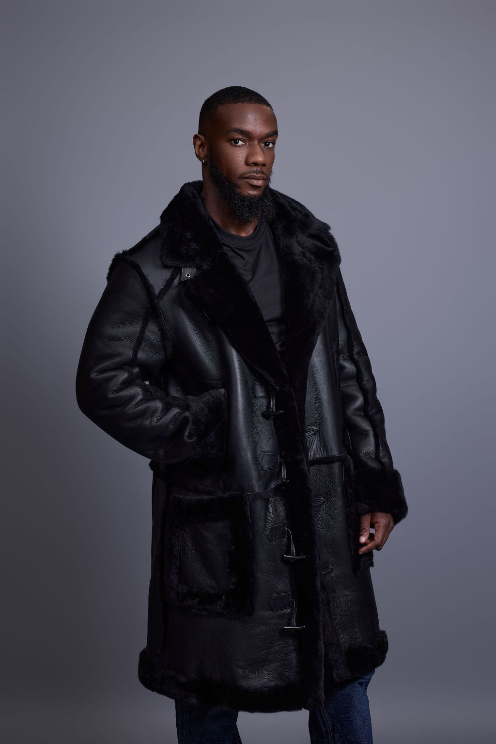 Men's Zeus Shearling Duffle Coat [Black]
