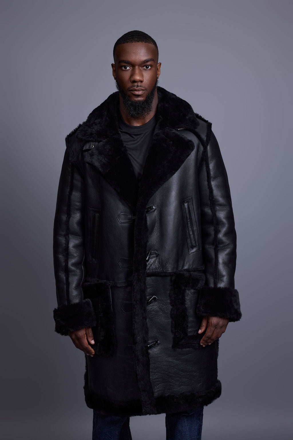 Men's Zeus Shearling Duffle Coat [Black]